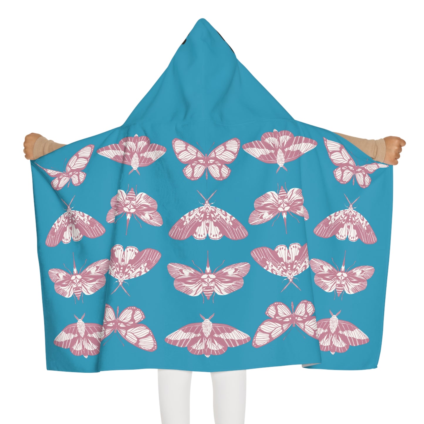 Youth Hooded Towel with Elegant Moth Design, Perfect for Beach Days, Poolside Fun, Bath Time, or Gift for Nature Lovers