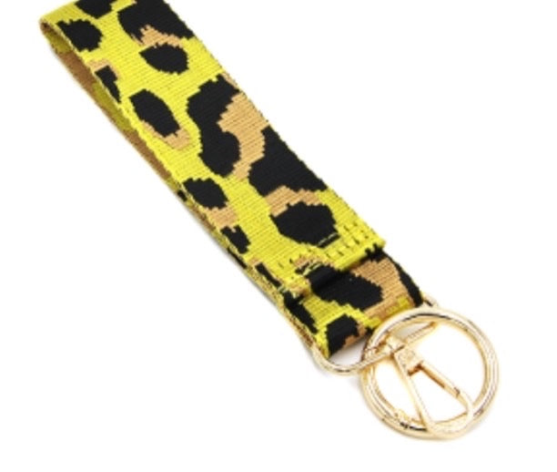 Keychain guitar strap style wristlet Blue leopard