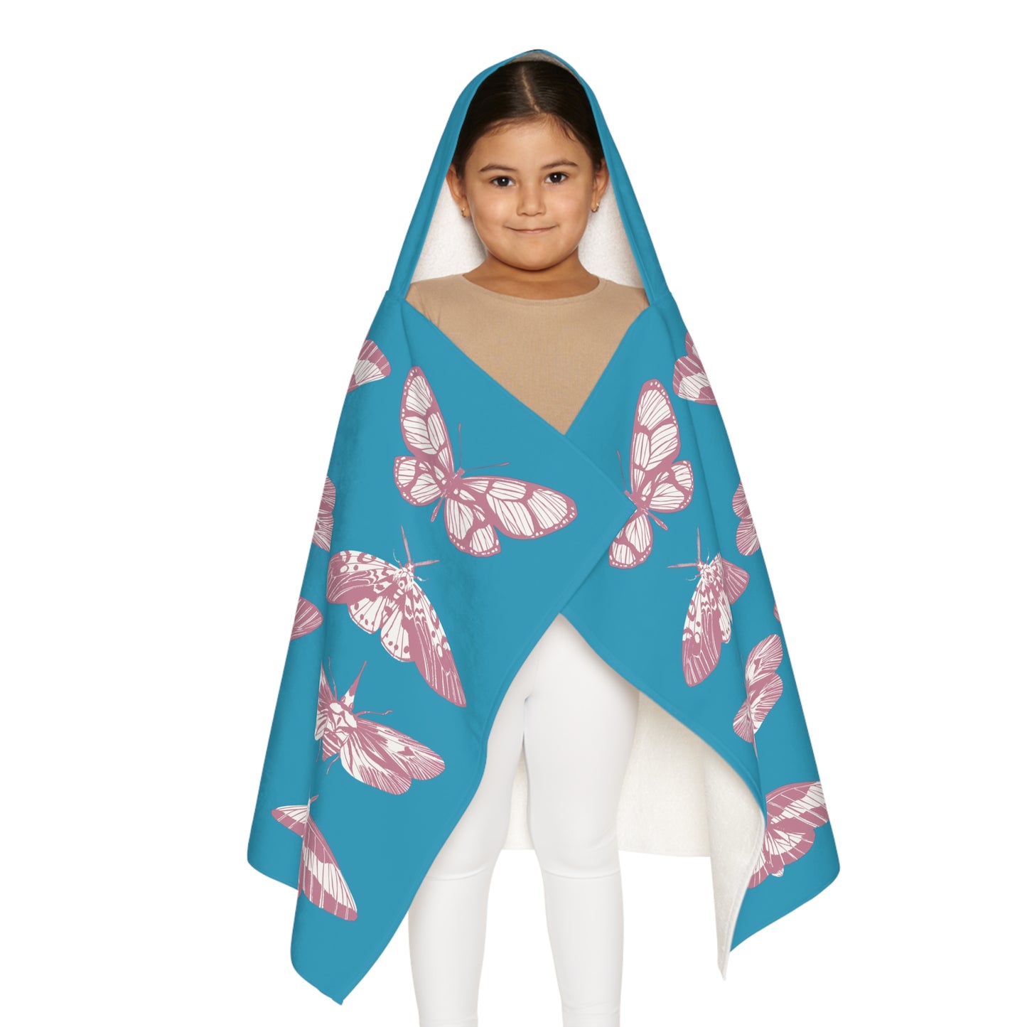 Youth Hooded Towel with Elegant Moth Design, Perfect for Beach Days, Poolside Fun, Bath Time, or Gift for Nature Lovers