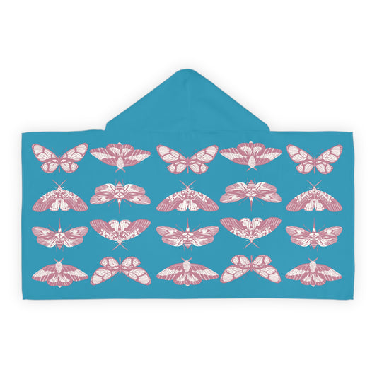 Youth Hooded Towel with Elegant Moth Design, Perfect for Beach Days, Poolside Fun, Bath Time, or Gift for Nature Lovers