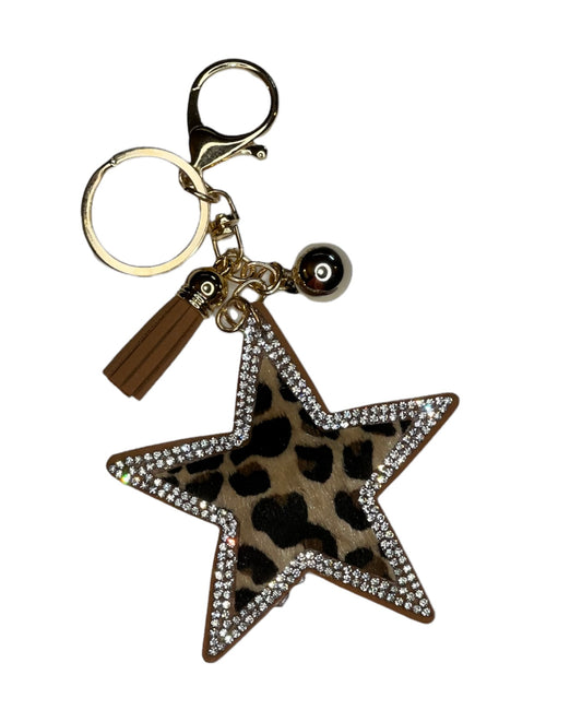 Cheetah print Star Keychain